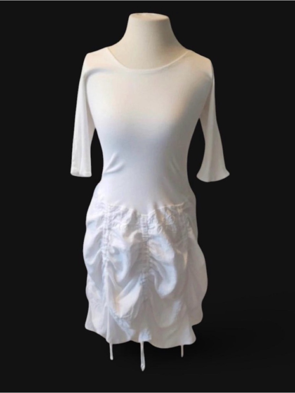 White Euro Subversive Half Sleeve Summer Parachute Dress with Adjustable Length